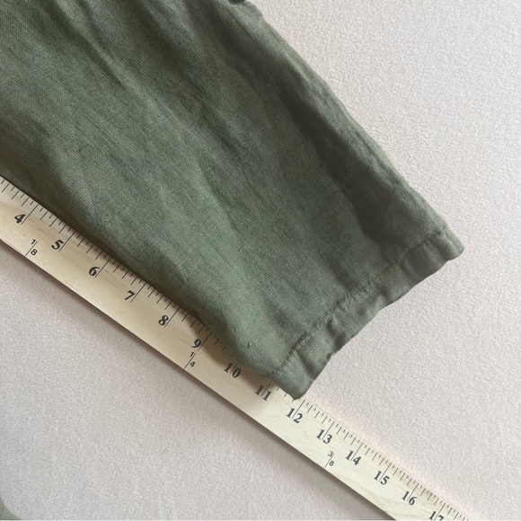 Elena Baldi NEW Green Army Oversized 100% Pure Linen Italian Dress Midi Medium - Picture 13 of 16